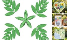 Leaf Mosaic Tiles for Crafts Bulk,200g Petal Mosaic Glass Pieces,Flower Green