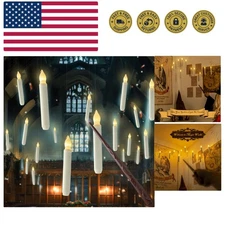 Hanging Floating Candles with Wand Remote and String, 12 Pcs Flying Flameless...
