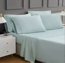 Hotel Signature Egyptian Cotton 400 TC 6-Piece Sheet Set, Misty Blue, King