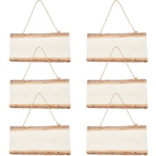 6pcs Poplar Wood Doorplate Hanging Ornaments with Jute Cord Rectangle