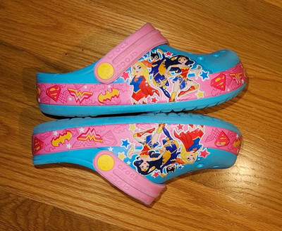 Crocs Shoes FunLab DC Comics Super Hero Wonder Woman Bat Crocband Kids Size J1