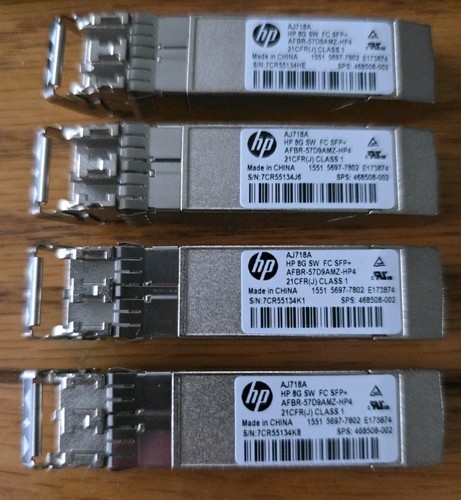 HP AJ718A 468508-002 8G SW FC SFP+ GBIC FIBRE MODULE AFBR-5ZD9AMZ-HP4 set of 4