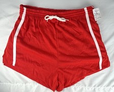 NWT Vintage Sears Red White Stripe Track Shorts Womens L Pull On Gym Athletic
