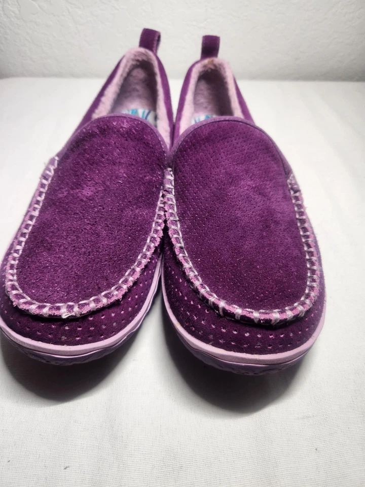 L.L. Zapatillas mocasín Bean para niñas mocasín púrpura gamuza piel sintética forradas zapatos sin cordones Foto 4 de 4