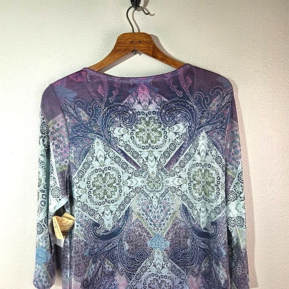 Tunique/blouse Karen Kane Sky's Horizon II - Taille Large - Style Tie-dye Bleu, Neuf Avec étiquettes (valeur Org. 89$)