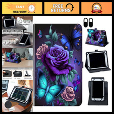 360  Rotating Kickstand Case for 8" TCL Tab 8 LE Tablet - Blue Pink Roses Butter