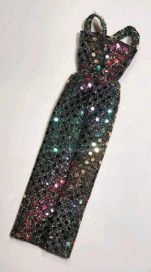 VESTIDO BARBIE NEGRO ARCO IRIS LUNARES LARGO FORMAL AÑOS 90 MODA LINDA MUÑECA ROPA Foto 3 de 3