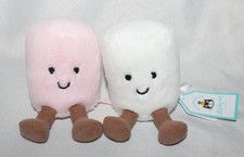 Jellycat London We Are Amuseables Pink  White Marshmallows Pair Soft Plush NWT