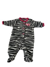 Carters Girls Infant Baby Size newborn zebra Print Fleece long sleeve snap sleep