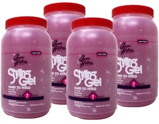 4 Pack Queen Helene Hard to Hold Styling Gel Firm Hold Alcohol Paraben Free 5 Lb