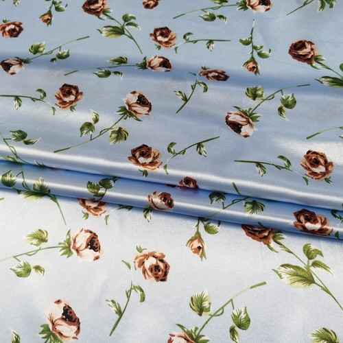 By Yard Retro Rose Satin Fabric Print Silky Charmeuse material For Scarf,Gown - Picture 5 of 12