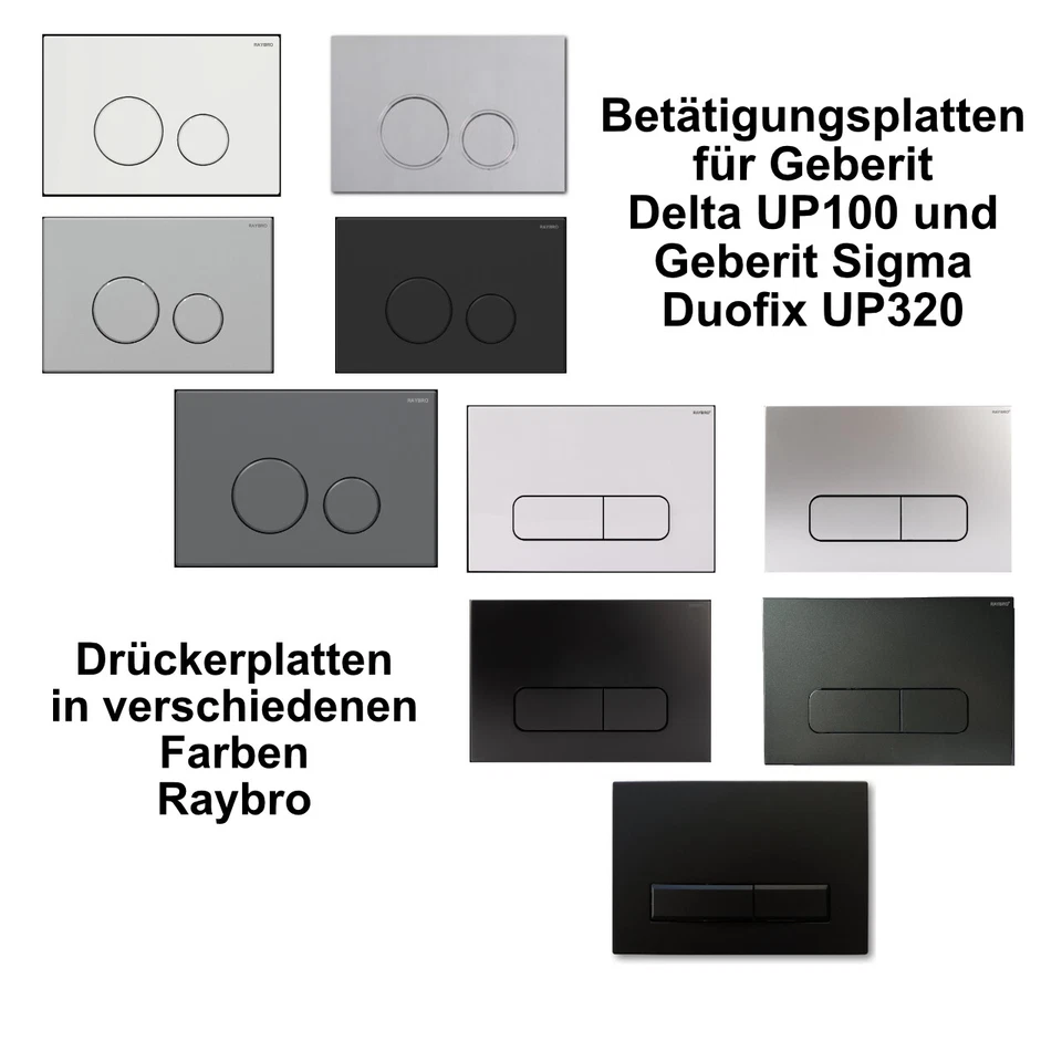 RAYBRO INNOVATIONS Betätigungsplatte für Geberit Delta UP100 Sigma Duofix Raybro 2-Mengen-Spülung