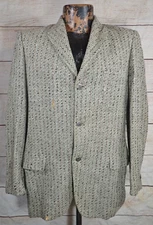 Richman Brothers Stripe Wool Fleck Blazer Jacket 38 Distressed Vintage 1950s 60s