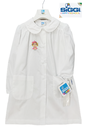 Apron Baby Girl White Embroidered for School Upwards And Elementary Siggi - Picture 44 of 64