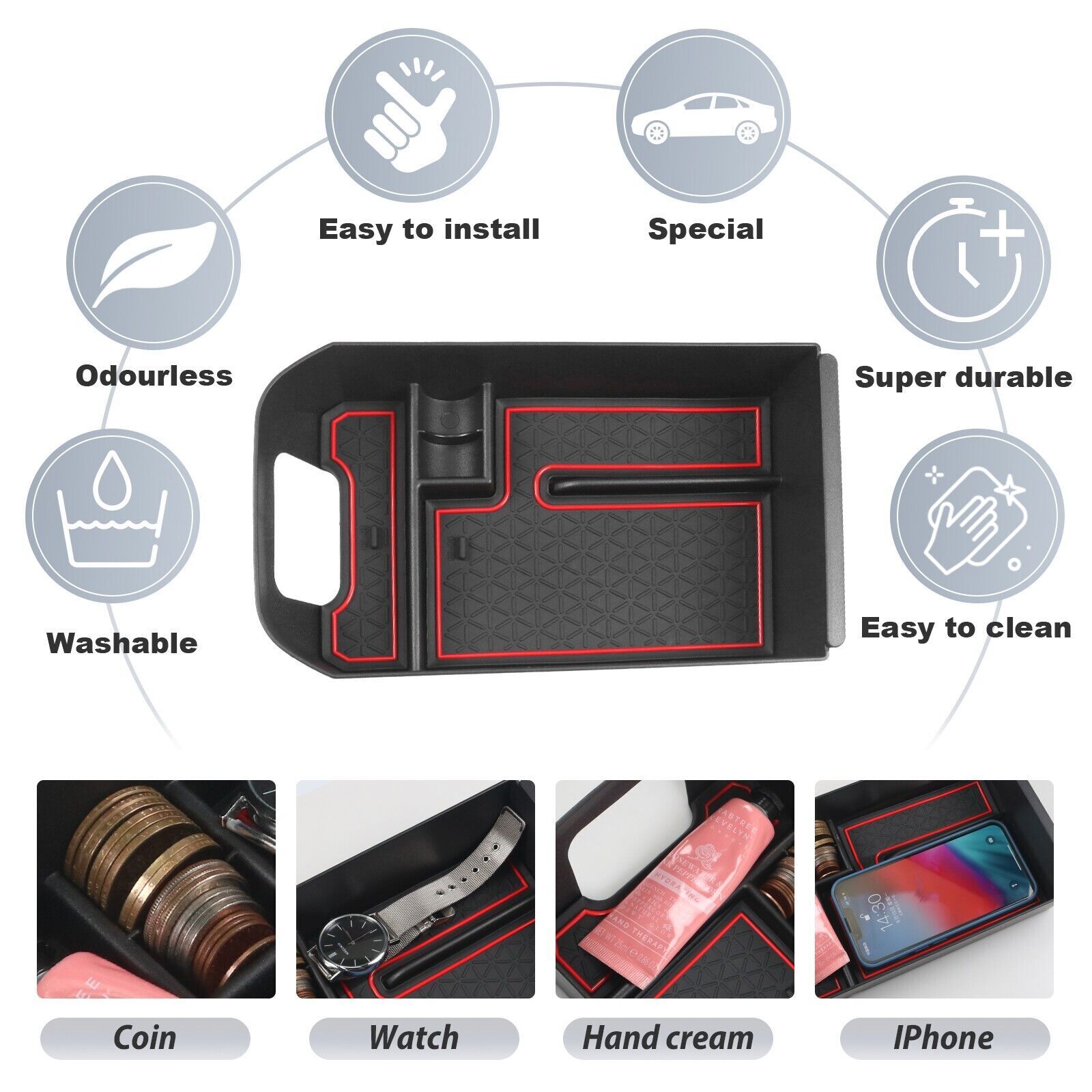 Center Console Organizer Armrest Tray Box For Toyota RAV4 2019-2024 Accessories