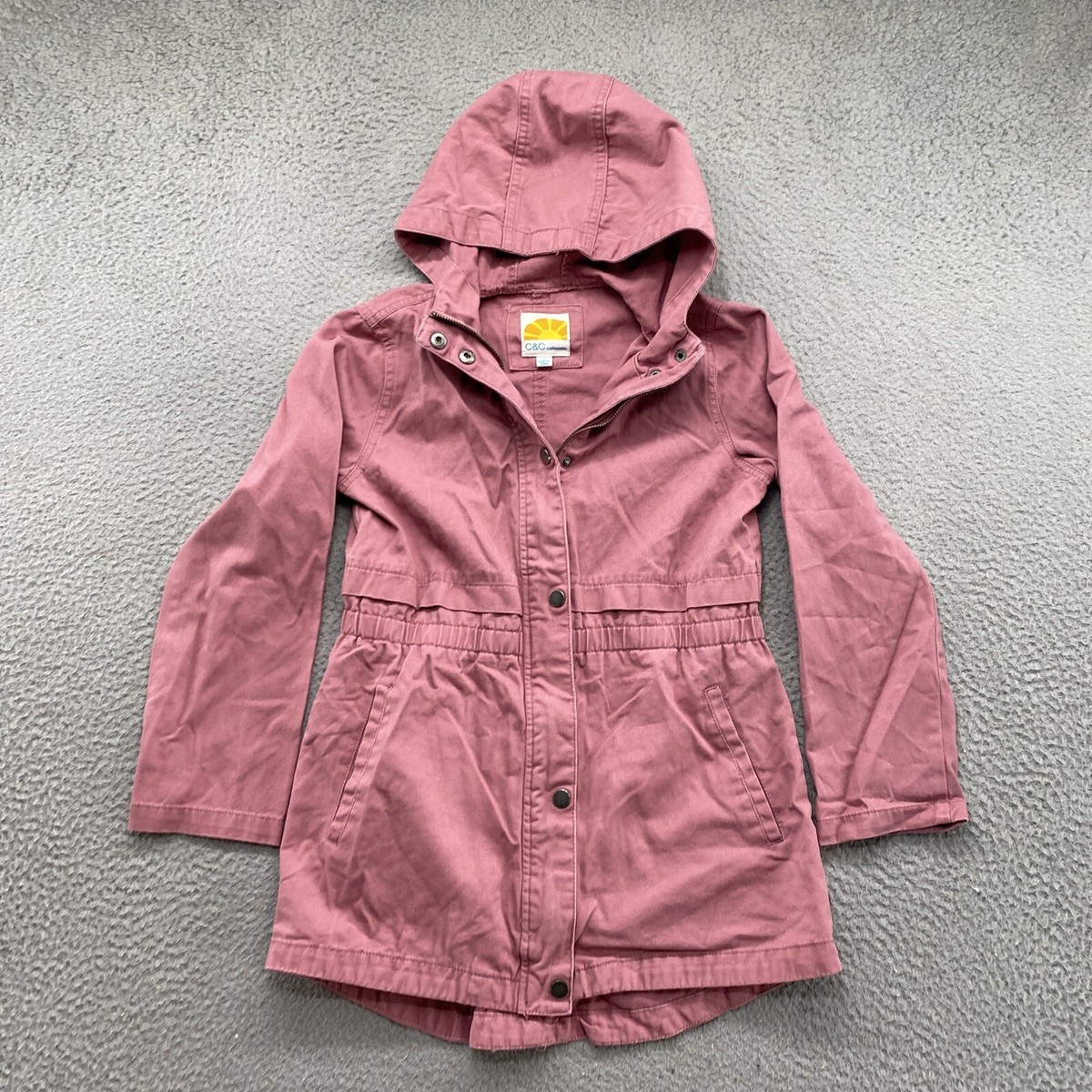 C&C CALIFORIA Youth Girls Size 12 Cotton Twill Full Zip Hooded