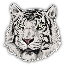 White Tiger Realistic Head Animal Car Bumper Sticker Decal White Tiger Realistic Head Animal Car Bumper Sticker Decal