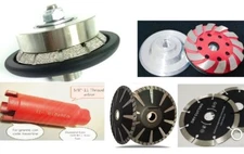 3/8" Bevel Bullnose 1 3/8" core bit 5" convex & cutting blade 4" grinding cup 