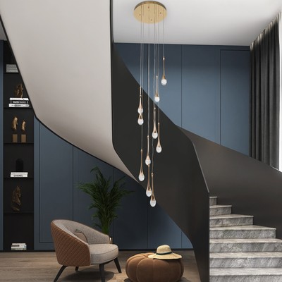 Modern Crystal Pendant Light Ceiling Lamp Lighting Water-drop Chandelier