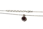 925 Sterling Silver .23ct diamond garnet gemstone pendant necklace 3.9g 16"-18 — photo 4