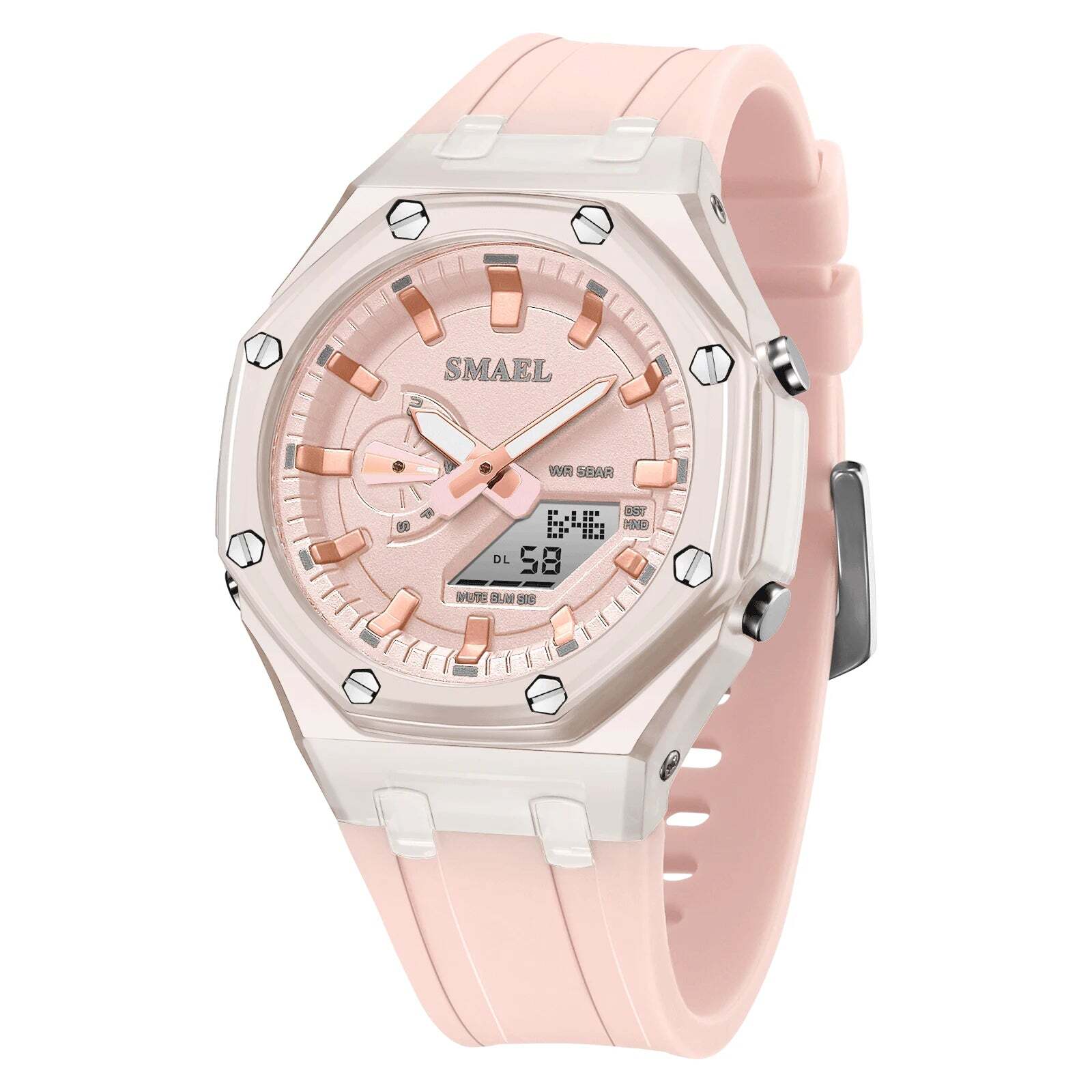 Reloj Pulsera Mujer Impermeable Damas Doble Hora Digital Luz LED Reloj