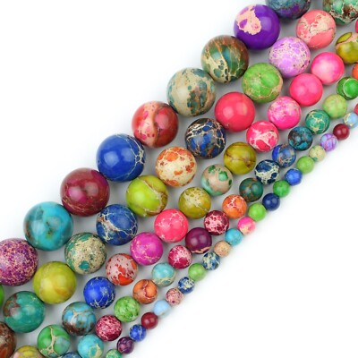 Natural Gemstone Beads Round Jewelry Making Strand Healing 4mm 6mm 8mm 10mm 12mm