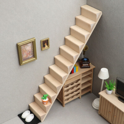 1/12 Scale Dollhouse Miniature Stairs Without Handrail Plain Unpainted Furniture
