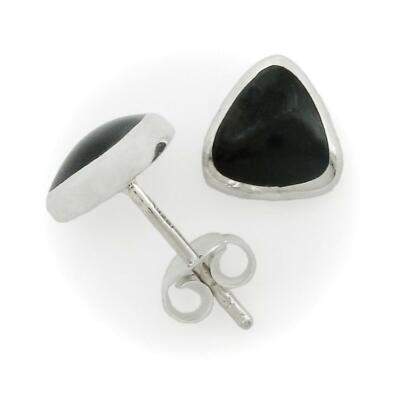 Onyx Dreieck Ohrstecker in massivem '925' Sterlingsilber - NEU!