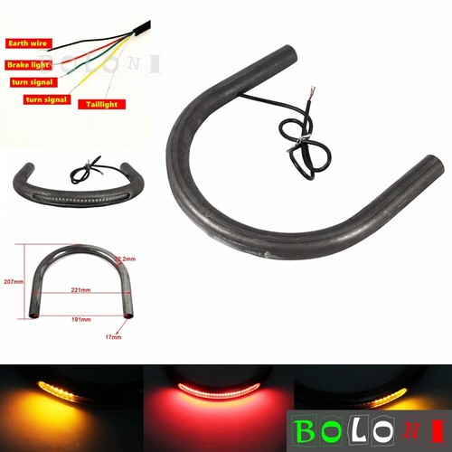 For Honda CB 7/8" Cafe Racer Upswept Rear Seat Hoop Frame Loop LED Brake Light - Picture 3 of 10