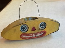 Fantastic / Rare Germany Vintage Halloween Paper Mache Banana Paper Face Lantern