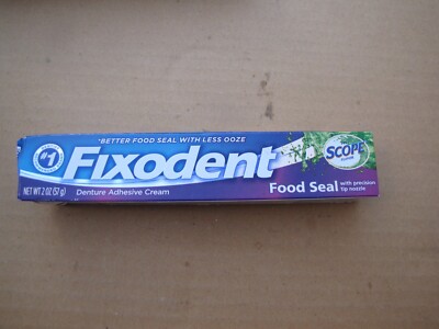 1 NEW FIXODENT FOOD SEAL w SCOPE DENTURE ADHESIVE CREAM 2 OZ NEW OLD STOCK
