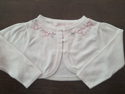 Janie and Jack Baby Girl 12 18 Months Pink bows Sweater Cardigan crop Ballerina