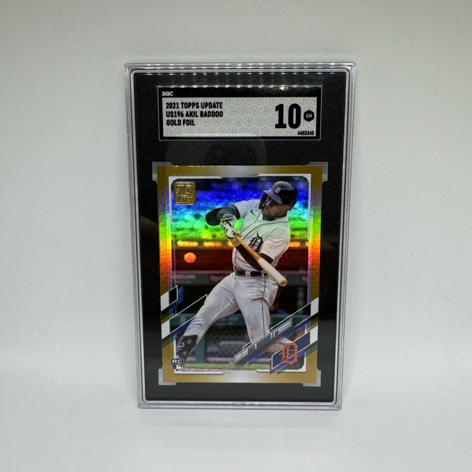 2021 Topps Update Gold Foil Akil Baddoo #US196 Rookie Card RC SGC 10 Gem Mint