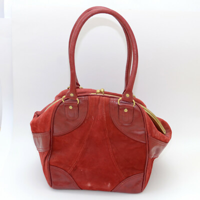 Promod Tasche, rot, Shopper, Henkeltasche, Leder, vintage, Retro