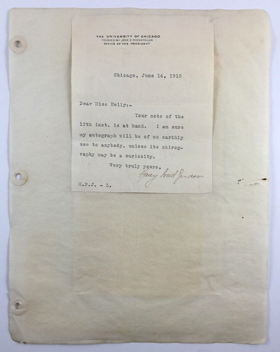 Carta firmada por el historiador Harry Pratt Judson presidente de la Universidad de Chicago 1913 - Imagen 2 de 6