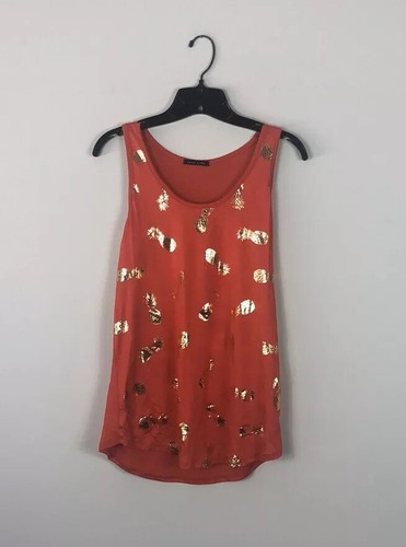 Camiseta sin mangas naranja con estampado de piña para mujer talla grande - Imagen 6 de 6