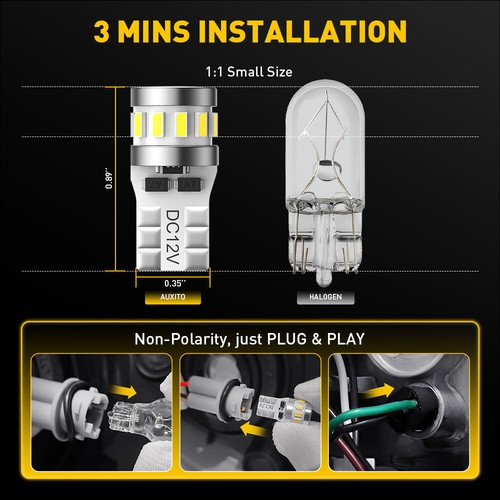 T10 168 18/24SMD Globe Light Bulb Wedge Tail Plate Parker Interior Dash White - Picture 68 of 168