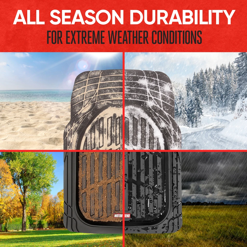 Juego de alfombrillas y maletero de carga Motor Trend Automotive para todo tipo de clima, negro completo Foto 4 de 4