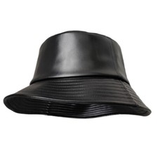 Chapeau Seau Homme Cuir Synthétique Noir Large Bord Imperméable