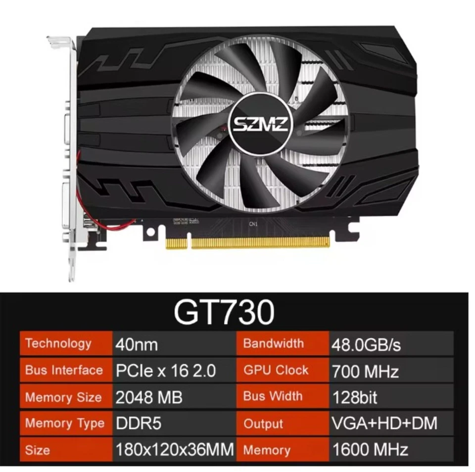 GT730 2GB AMD GRAPHICS CARD GDDR5 128BIT HDMI DESKTOP GAMING PC GPU USA SELLER - Image 4 of 4
