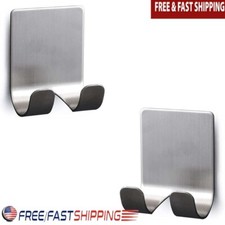 Multi Purpose Stainless Steel Razor Holder Self Adhesive Shower Hooks 2 Pack New