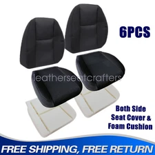 Front Replacement Cloth Seat Cover & Foam Cushion Black For 2007-2014 GMC Sierra