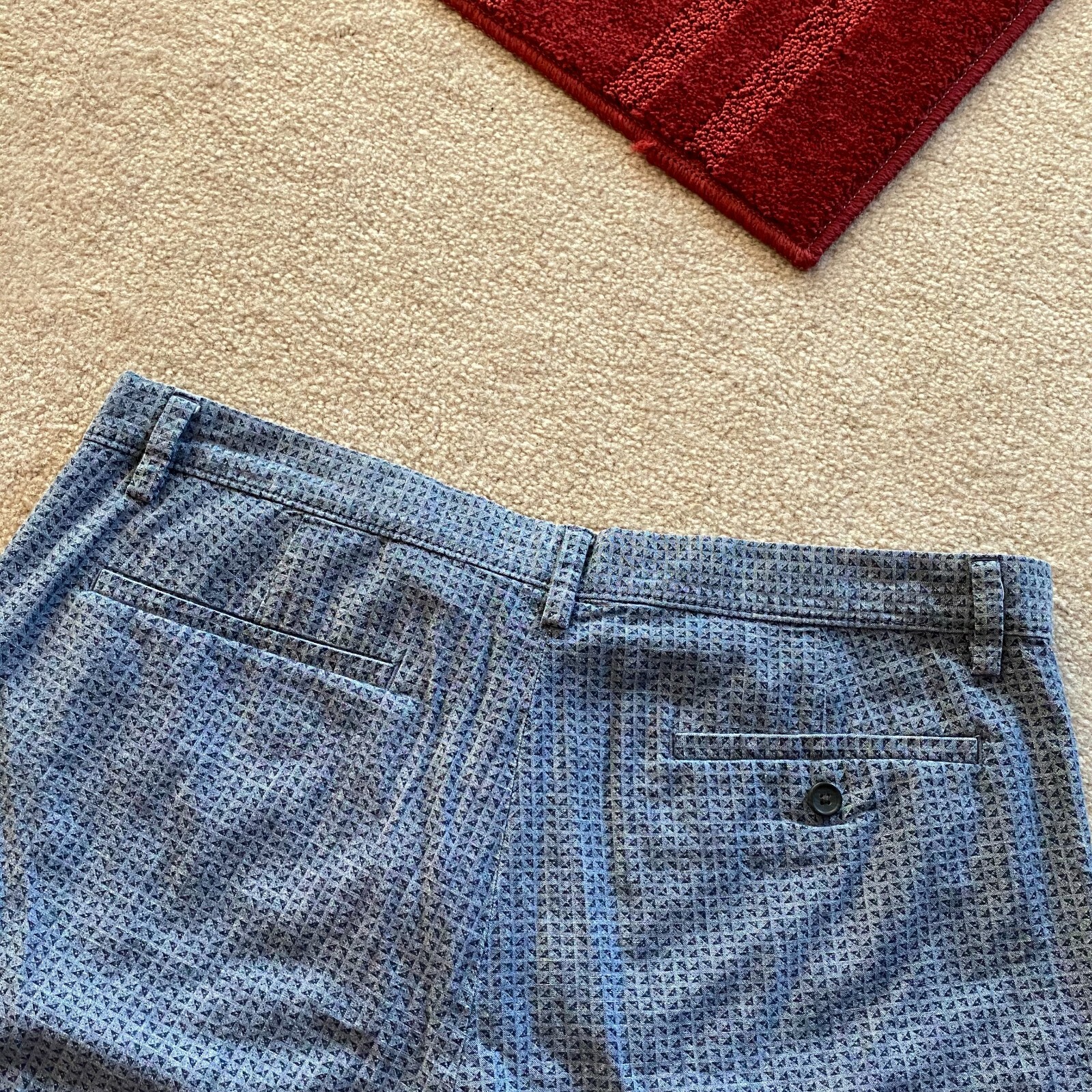 Banana Republic Factory Men 35 Aiden Chambray Patterned Short Act W 36