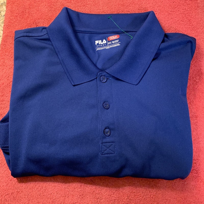 FILA SPORT GOLF POLO SHIRT SIZE XXL DEEP BLUE VENTILATED MOISTURE WICKING NEW