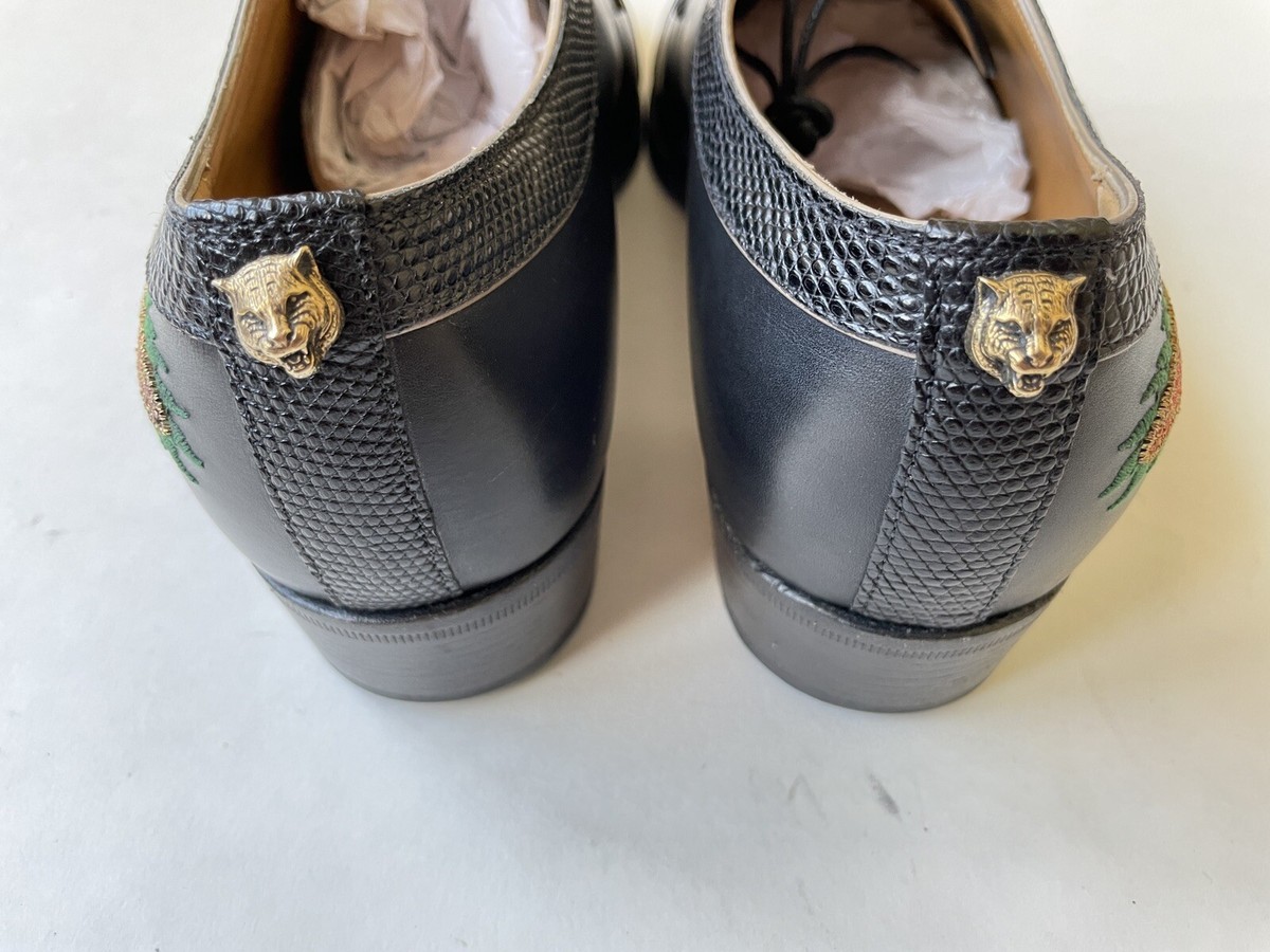 GUCCI Dragon Embroidery Lizard Cap Toe Tiger Head Oxford GUCCI Dragon Embroidery Lizard Cap Toe Tiger Head Oxford