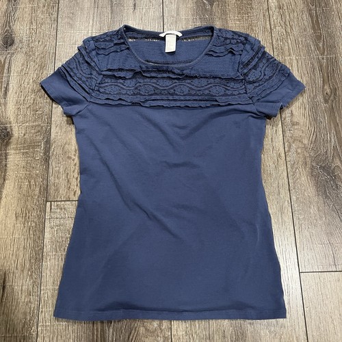 H&M Womens Short Sleeve Top Blue Size M
