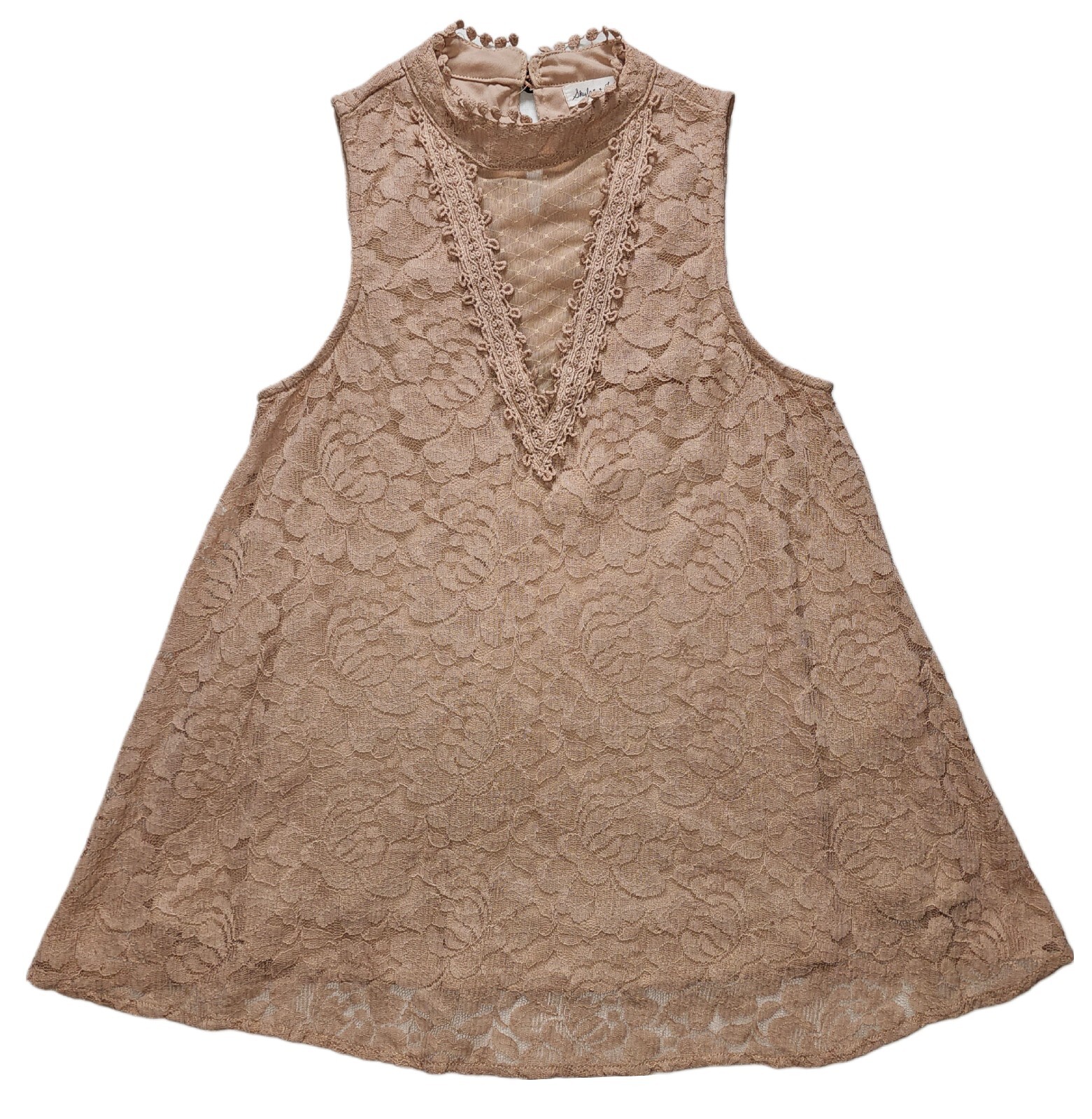 Skylar Jade Lace High Neck Sleeveless Top Women Size S