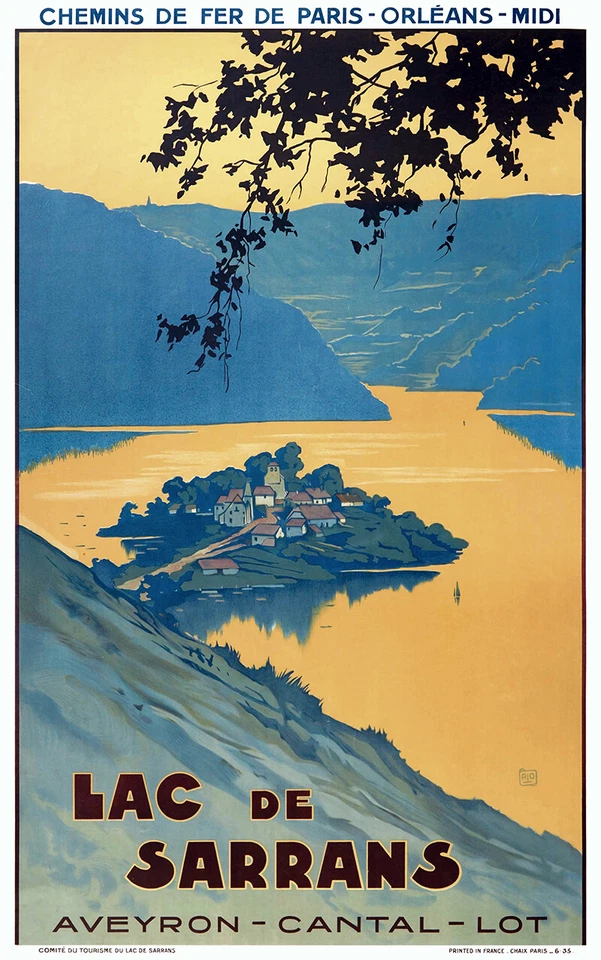 MESIDÉESDECADEAUX Affiche chemin de fer PO & Midi - Lac de Sarrans