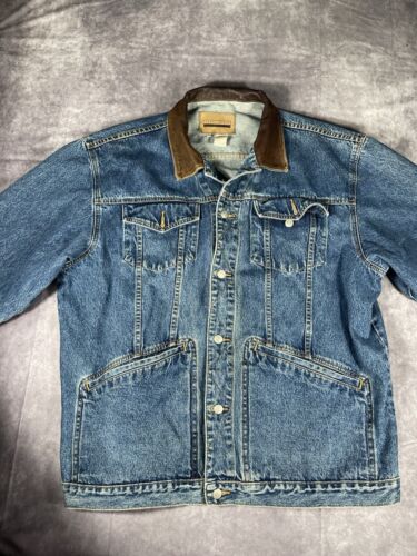 Perry Ellis Jacket Mens XL Blue Denim Chore VTG 90s Y2K - Picture 3 of 9