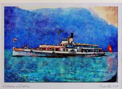 535062 LOTSCHBERG Schweizer Brienzersee Paddler A4 Aquarelldruck